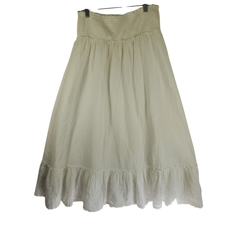 Quince Womens M Organic Cotton Gauze Maxi Skirt White Coastal Cottagecore Boho